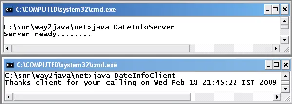Server to client Example Java