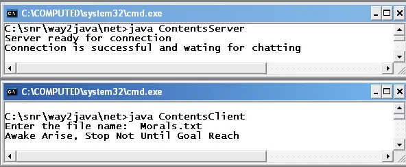 Send File Contents two way communication Java