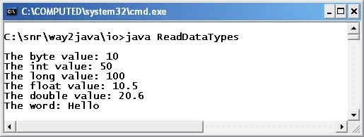 Data Types Read Write Java