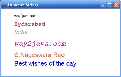 Java Drawing Strings Colors Fonts